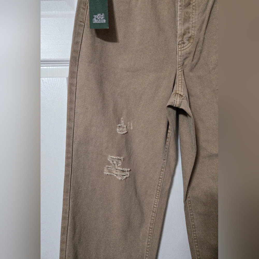Light Brown Wash Distressed Denim Jeans, High Rise, Straight, Size 8, New W/Tags - Picture 3 of 14